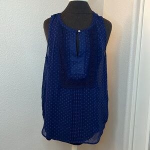 Daniel Rainn Swiss Dot Sleeveless Blouse Size Large